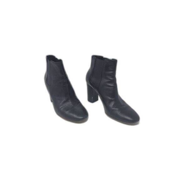 M. Gemi Black Leather Ankle Elastic Slip on Boots - Picture 4 of 12
